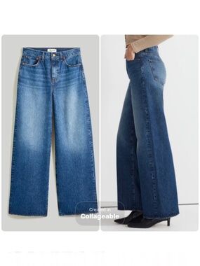 Madewell 100% Rigid Cotton Superwide Leg Jeans Sz 27P, Halleran Wash, Super Wide